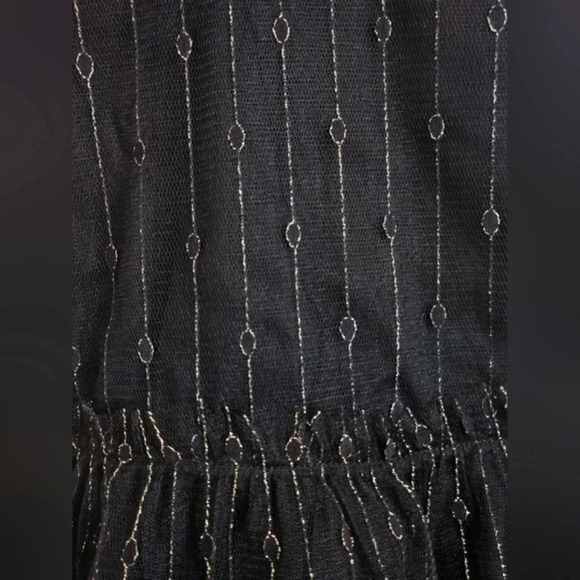 NWT flutter sleeve tiered tulle dress black gold metallic accents Girls 4 / 5 XS - Picture 2 of 8